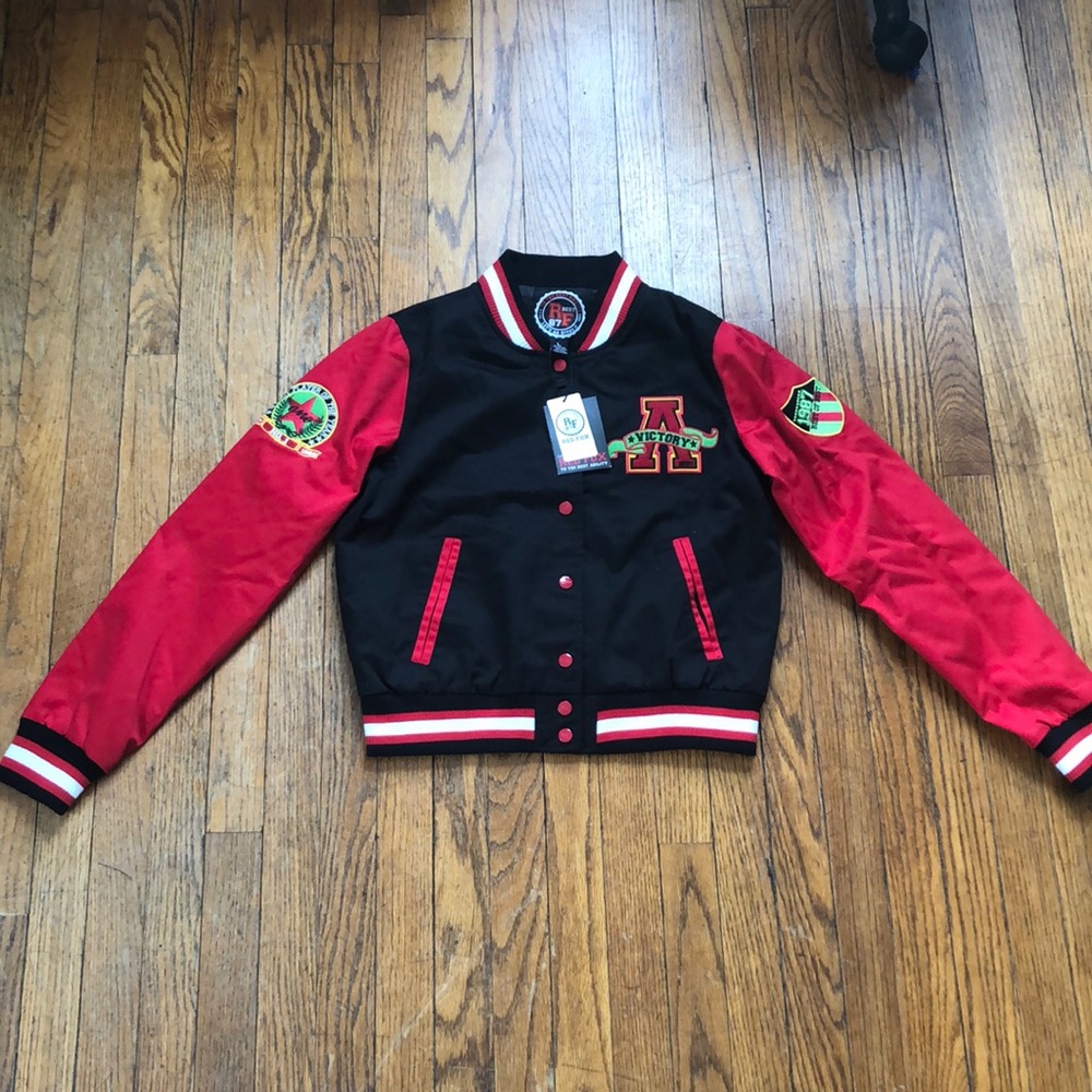 Red and Black Varsity-Inspired Jacket